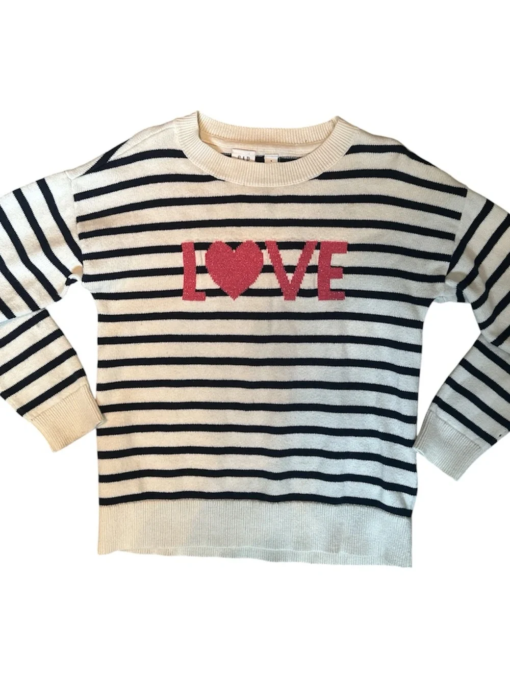 Girls' Gap Kids Striped Sweater with Pink 'LOVE' Accent